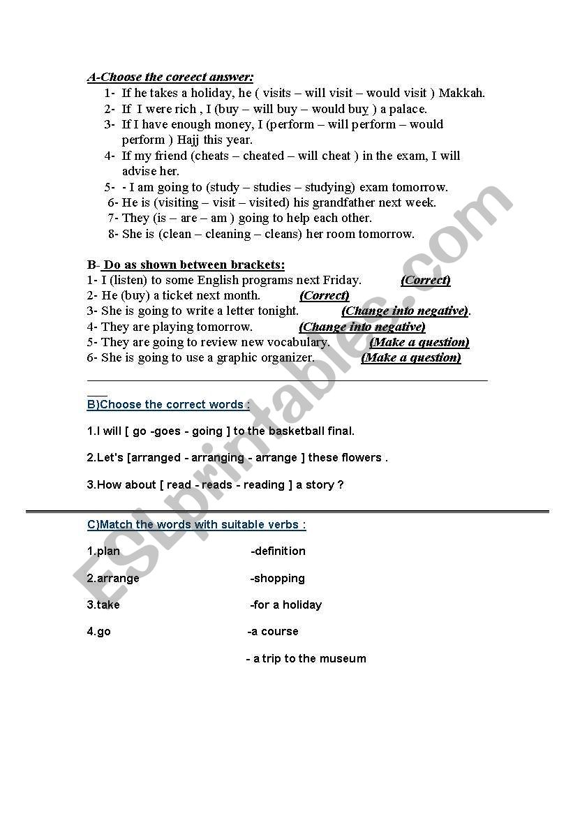 test worksheet