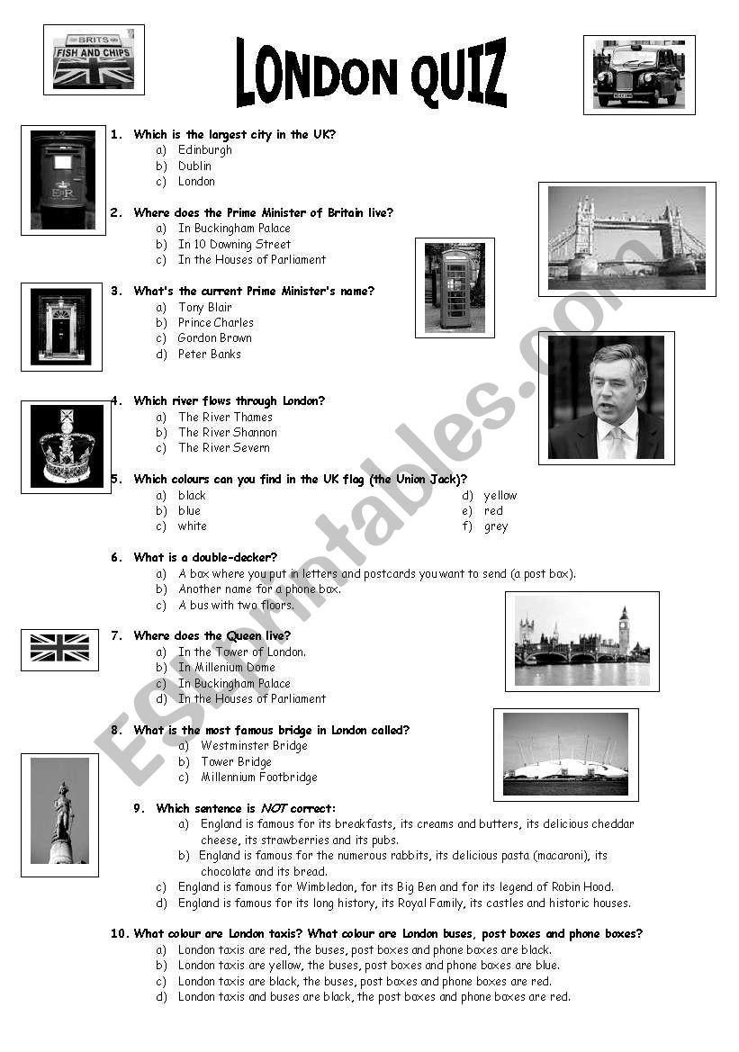 LONDON QUIZ worksheet