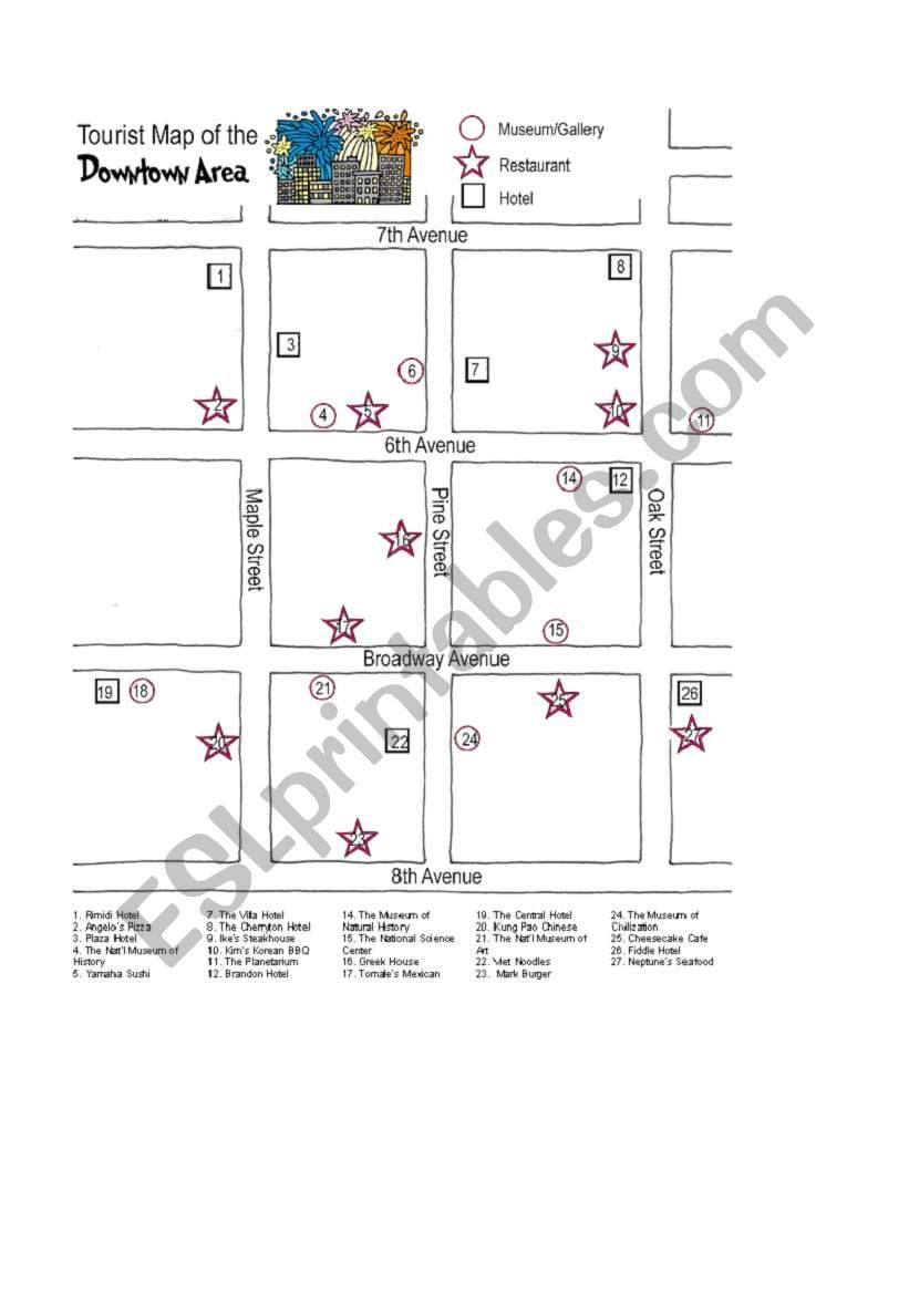 map of a town worksheet