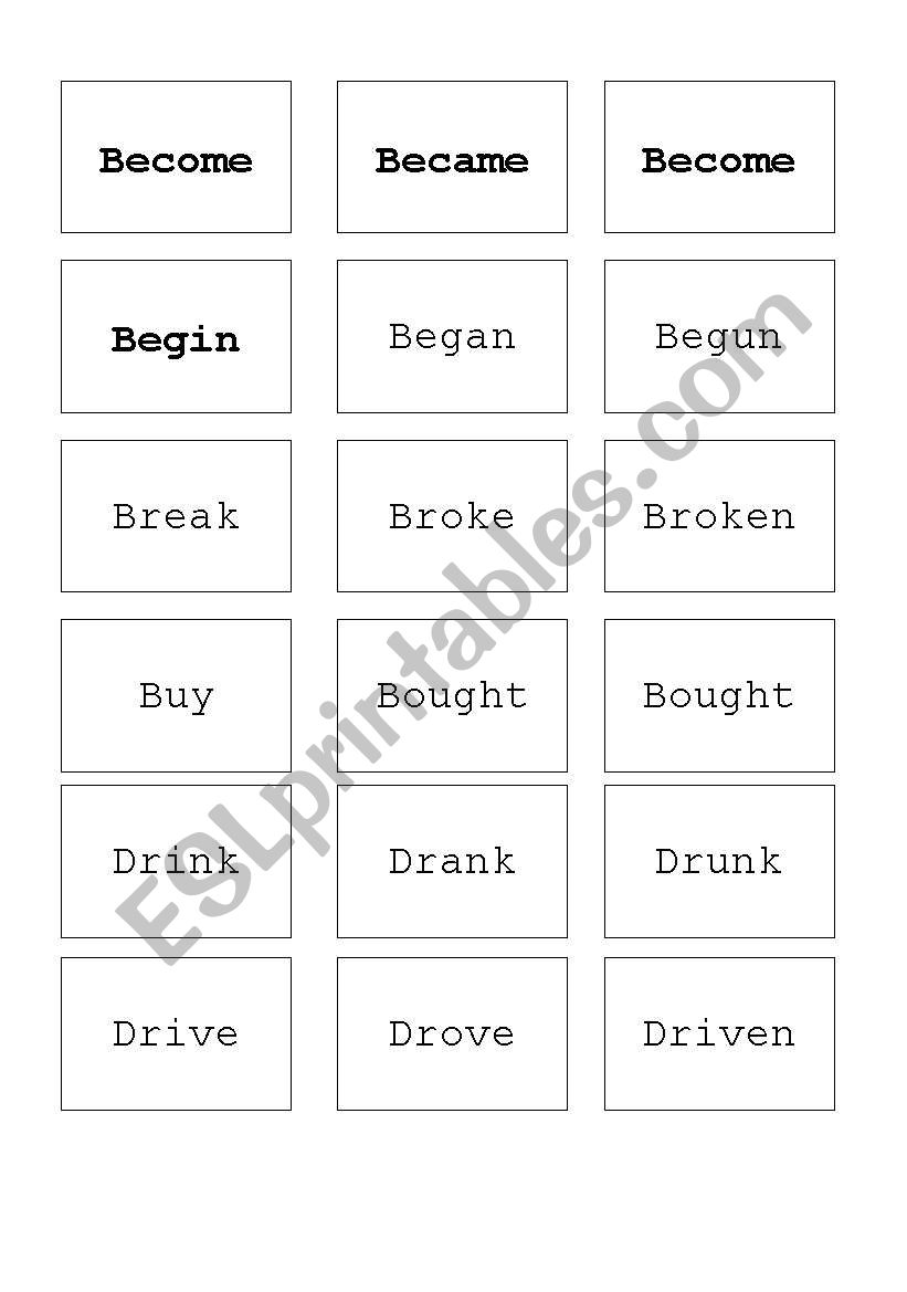 irregular verbs game (groups of 5)