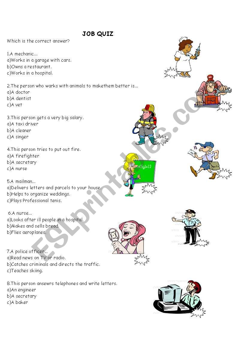 Jobs Quiz worksheet