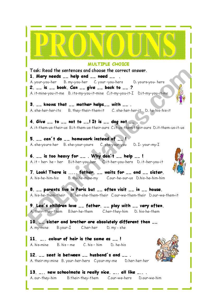 Pronouns worksheet