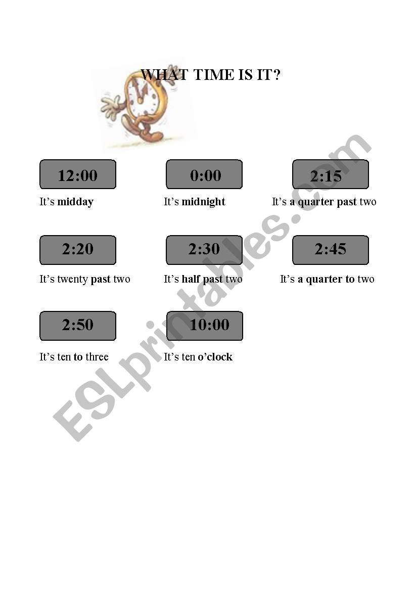 WHAT TIME IS IT? worksheet