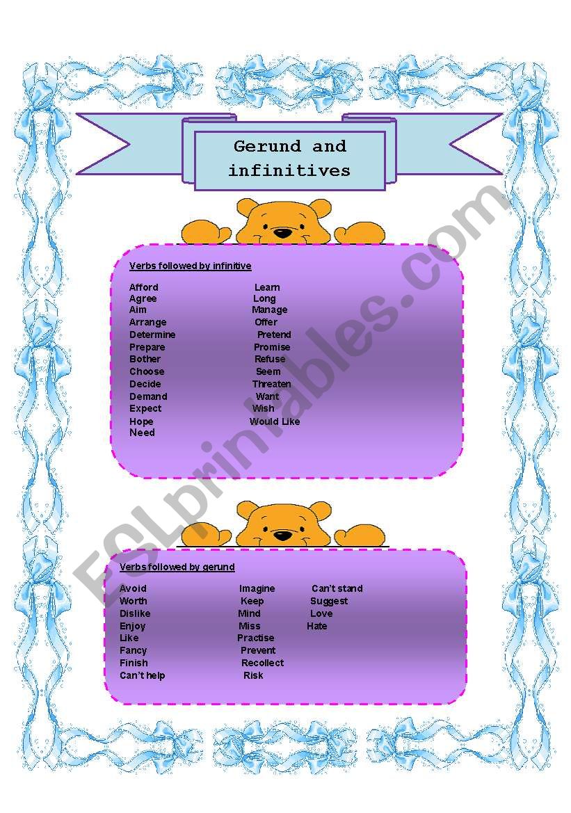 Gerunds and Infinitives worksheet