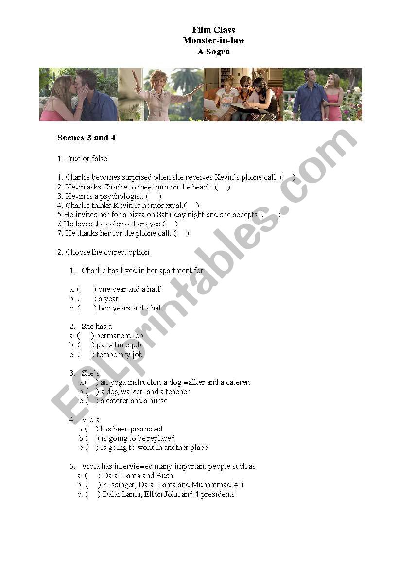 monster in law worksheet