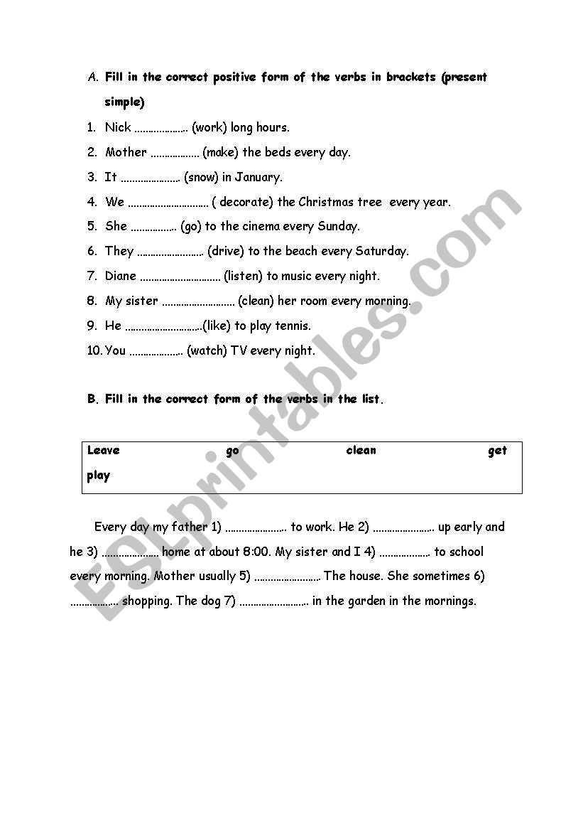 present simple worksheet