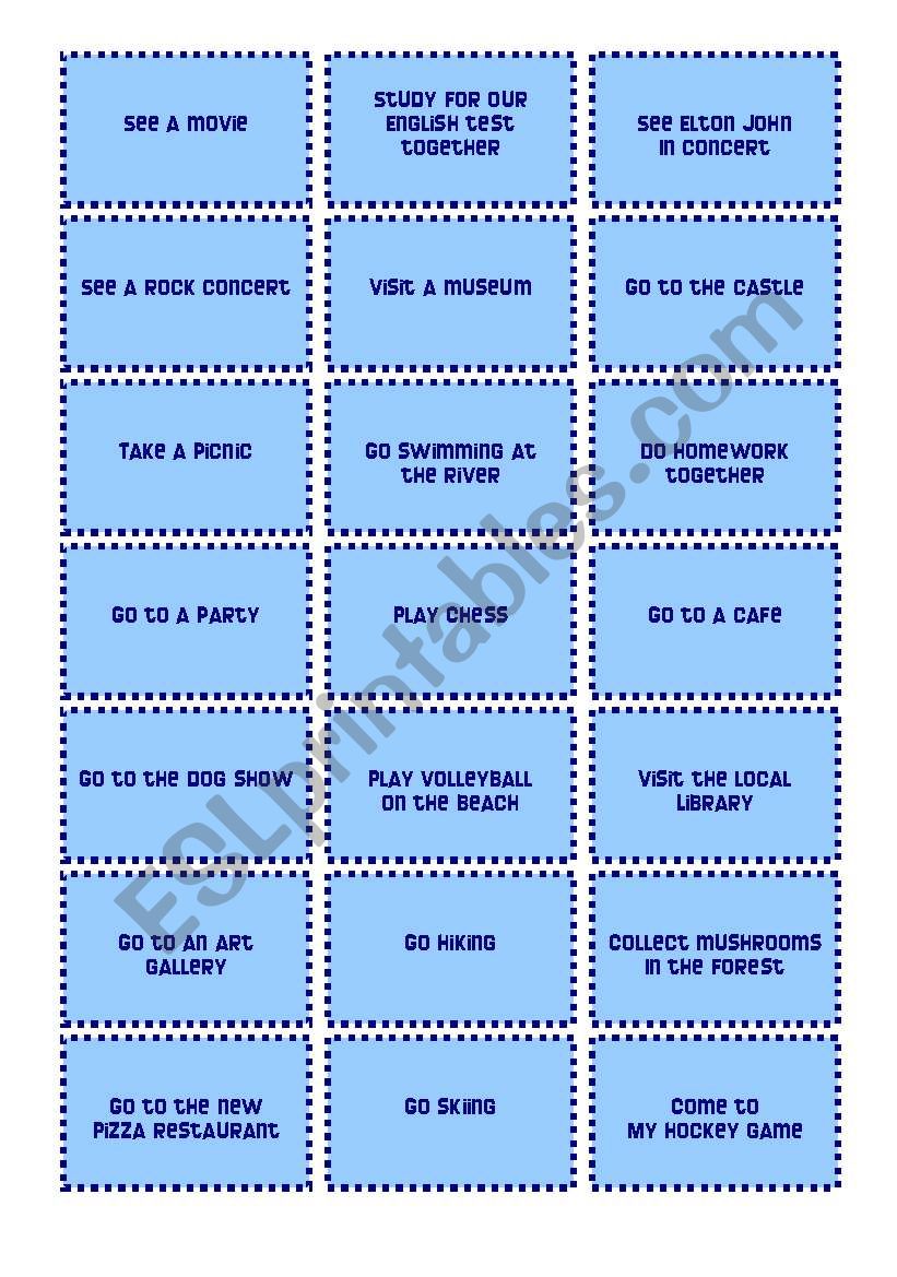 Invitation and Excuse Cards worksheet