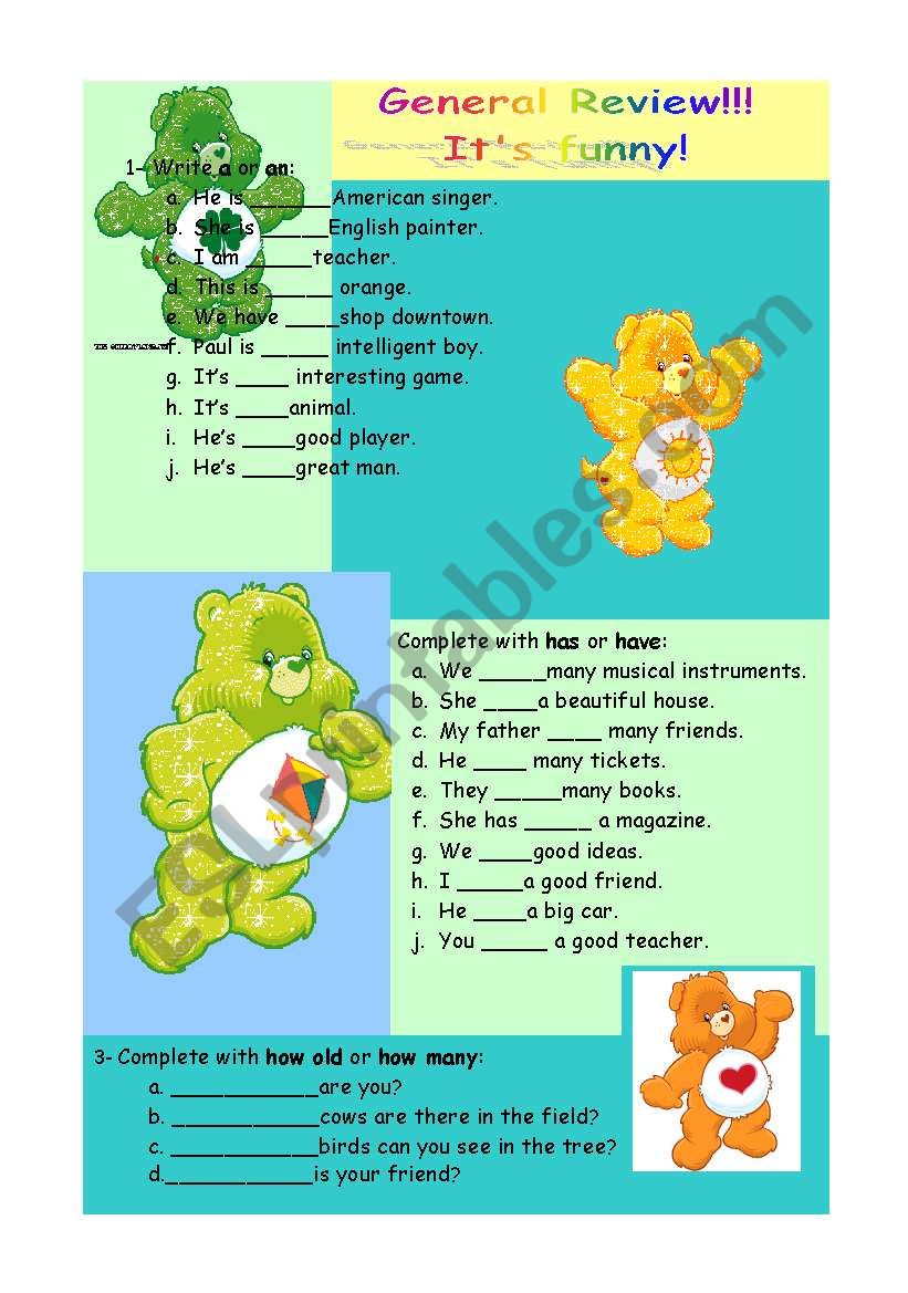 Grammar review! worksheet