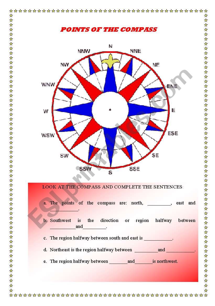 Points of the compass worksheet
