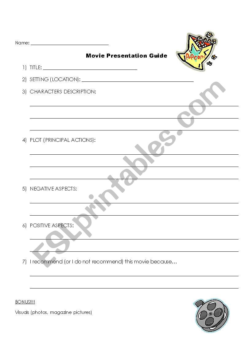 Movie Presentation Guide worksheet