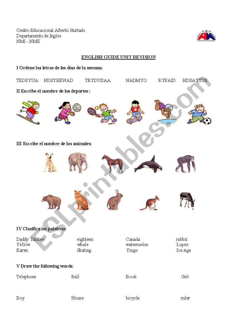 Content Review  Basic Words worksheet