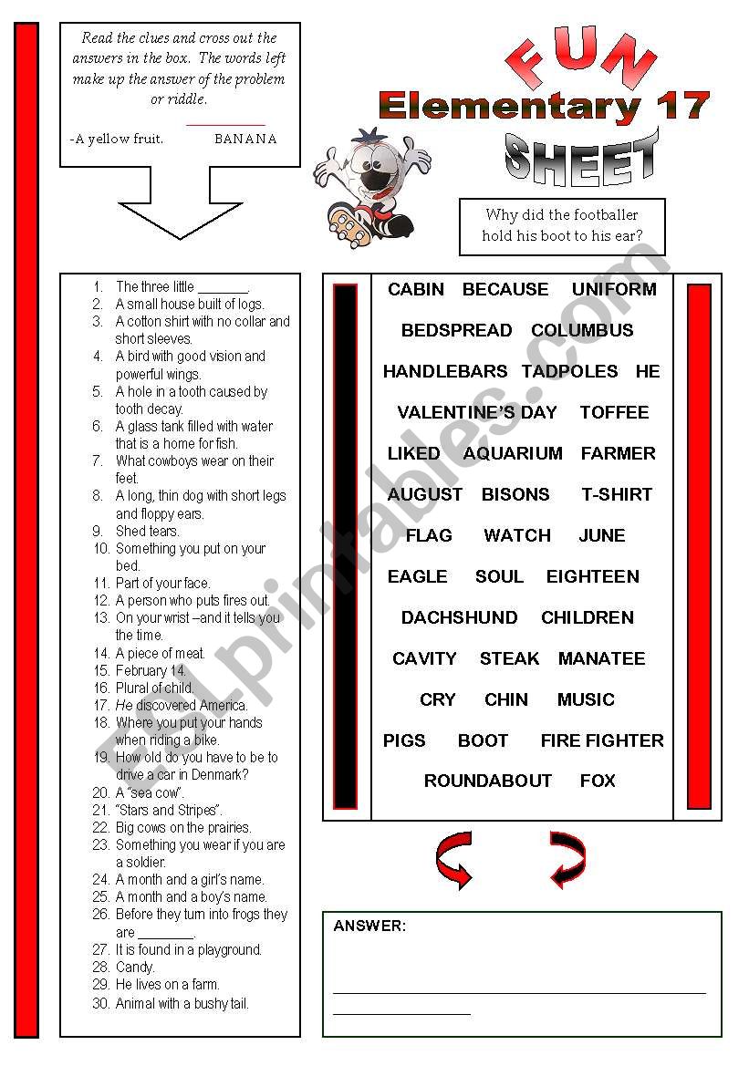 Fun Sheet Elementary 17 worksheet