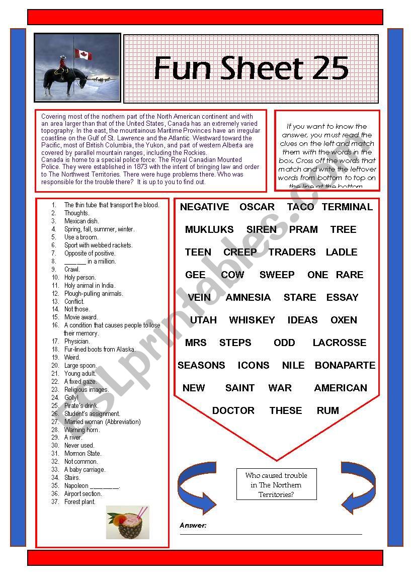 Fun Sheet 25 worksheet