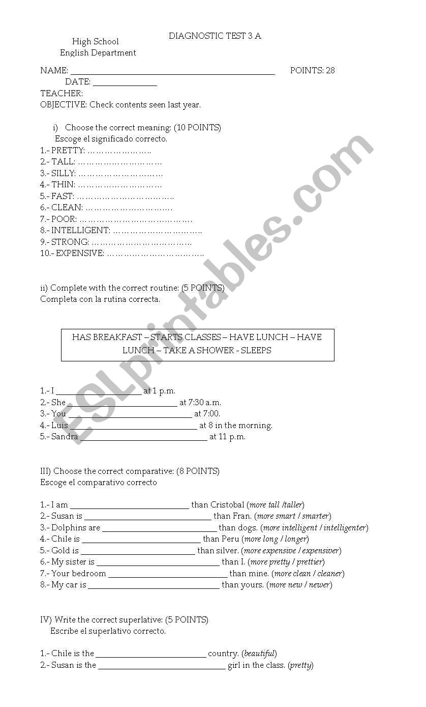 ADJECTIVES worksheet