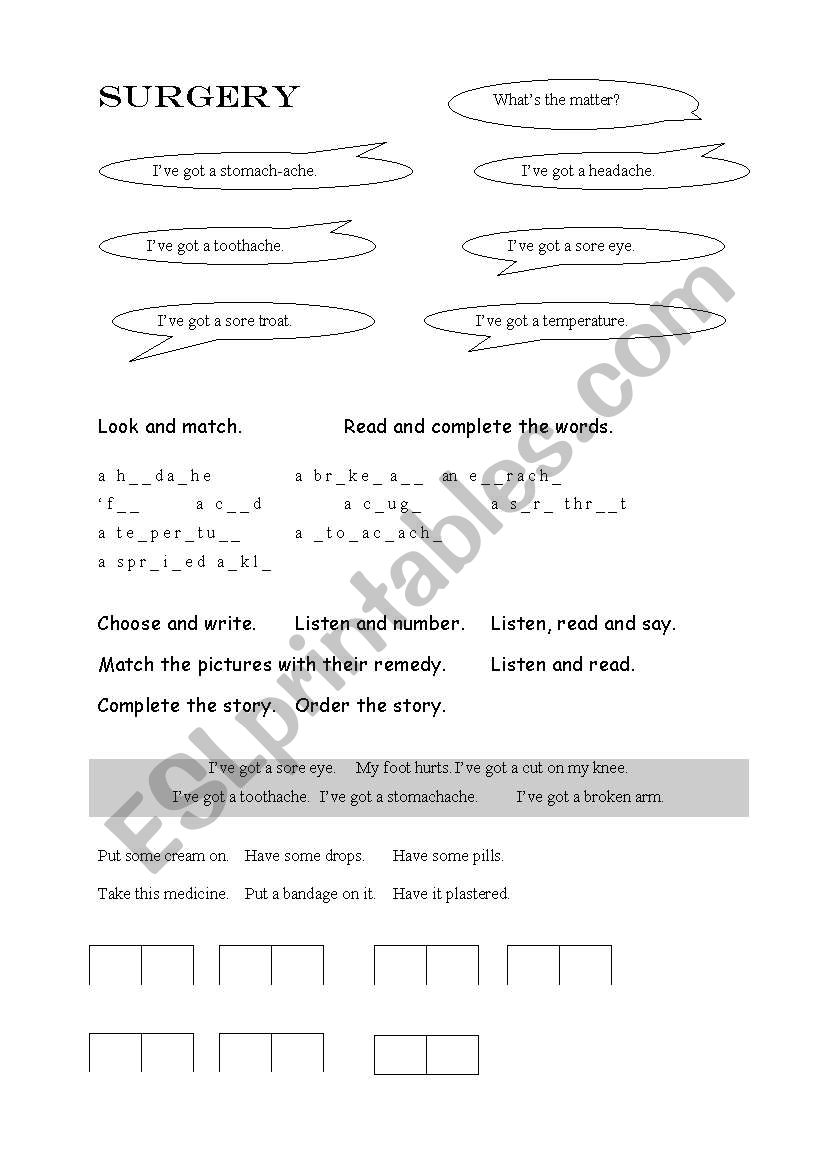 surgery worksheet