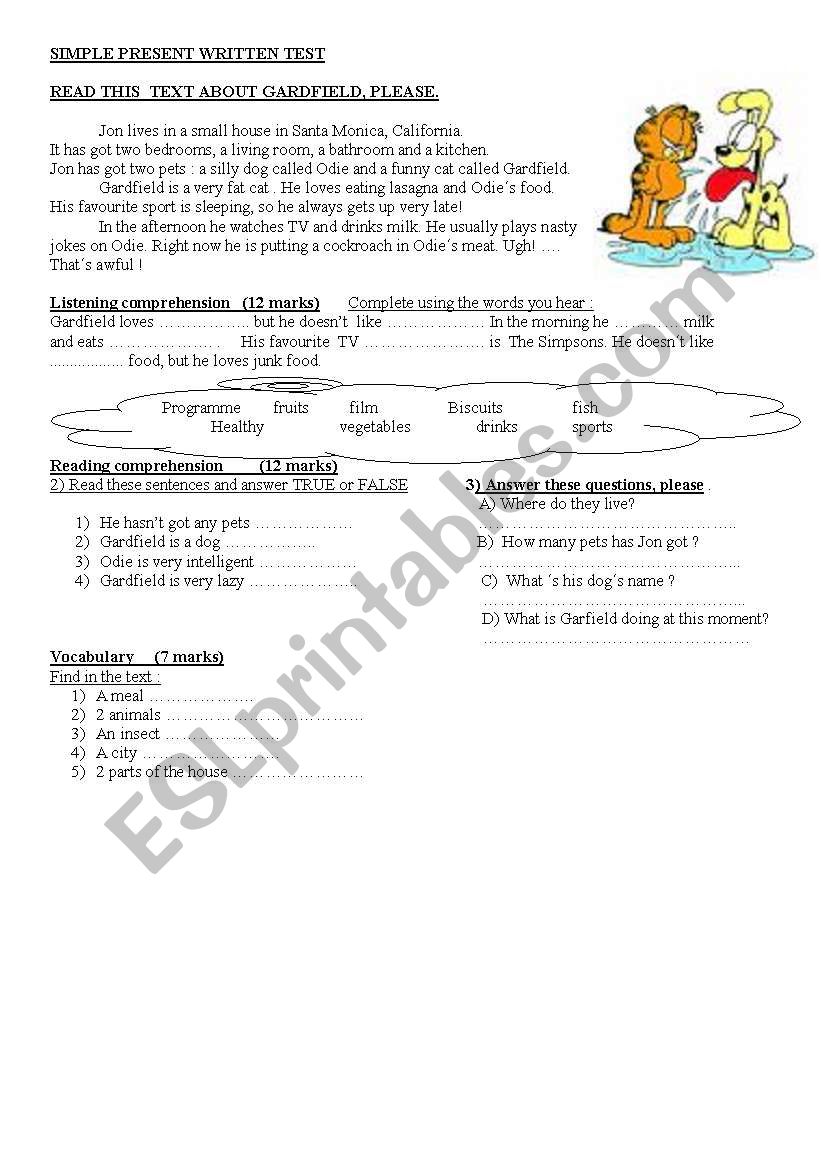 SECOND FORM WRITTEN TEST+SIMPLE PRESENT