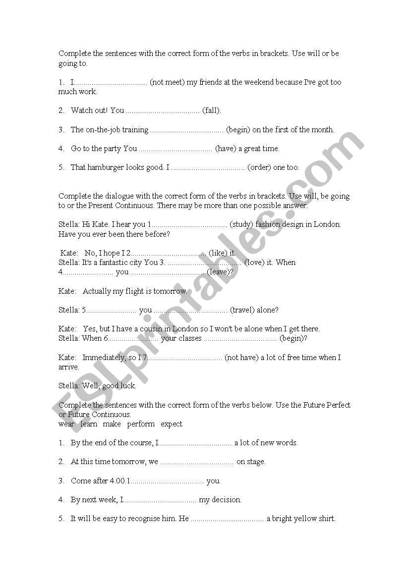 mixed tenses worksheet