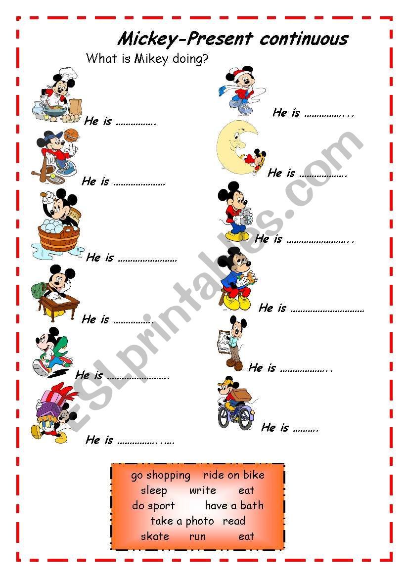 What is Mickey doing? worksheet
