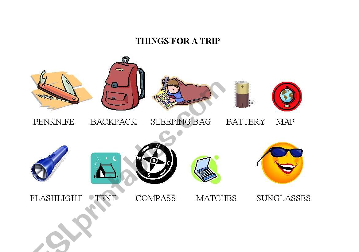 Things for a trip worksheet