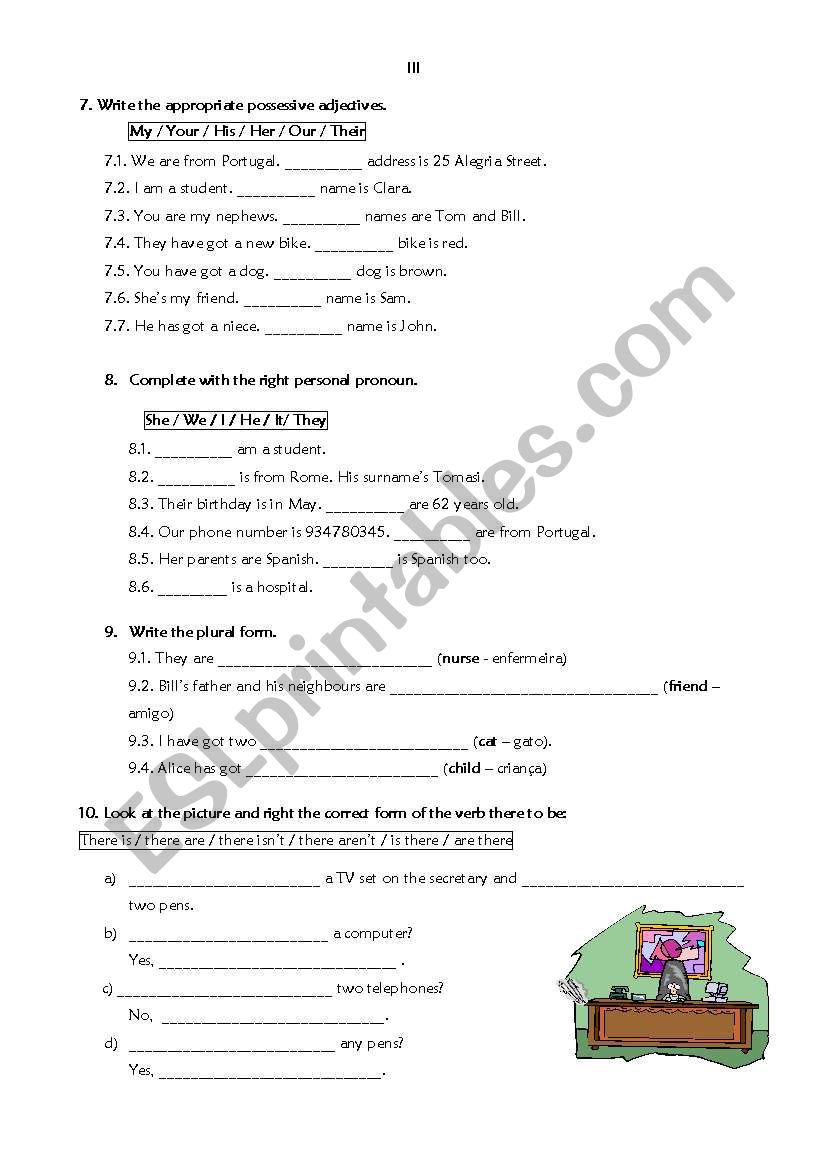 Test 6th (Part II) worksheet