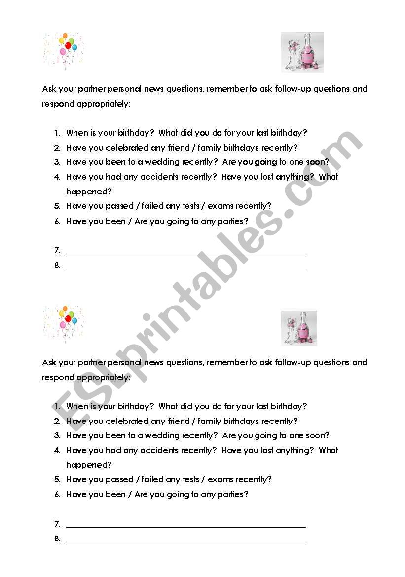 Present Perfect worksheet