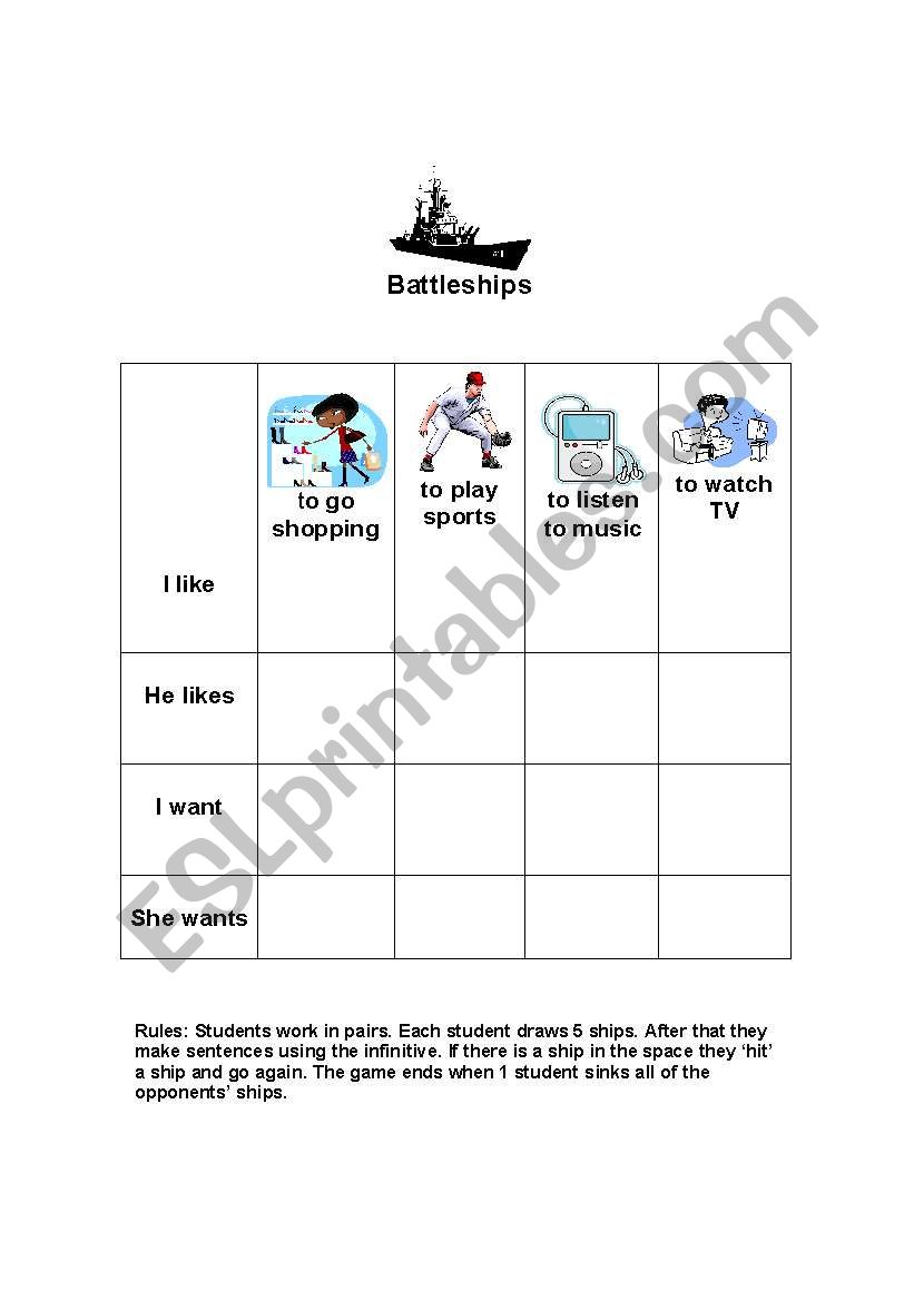 Battleships Game Using Infinitives