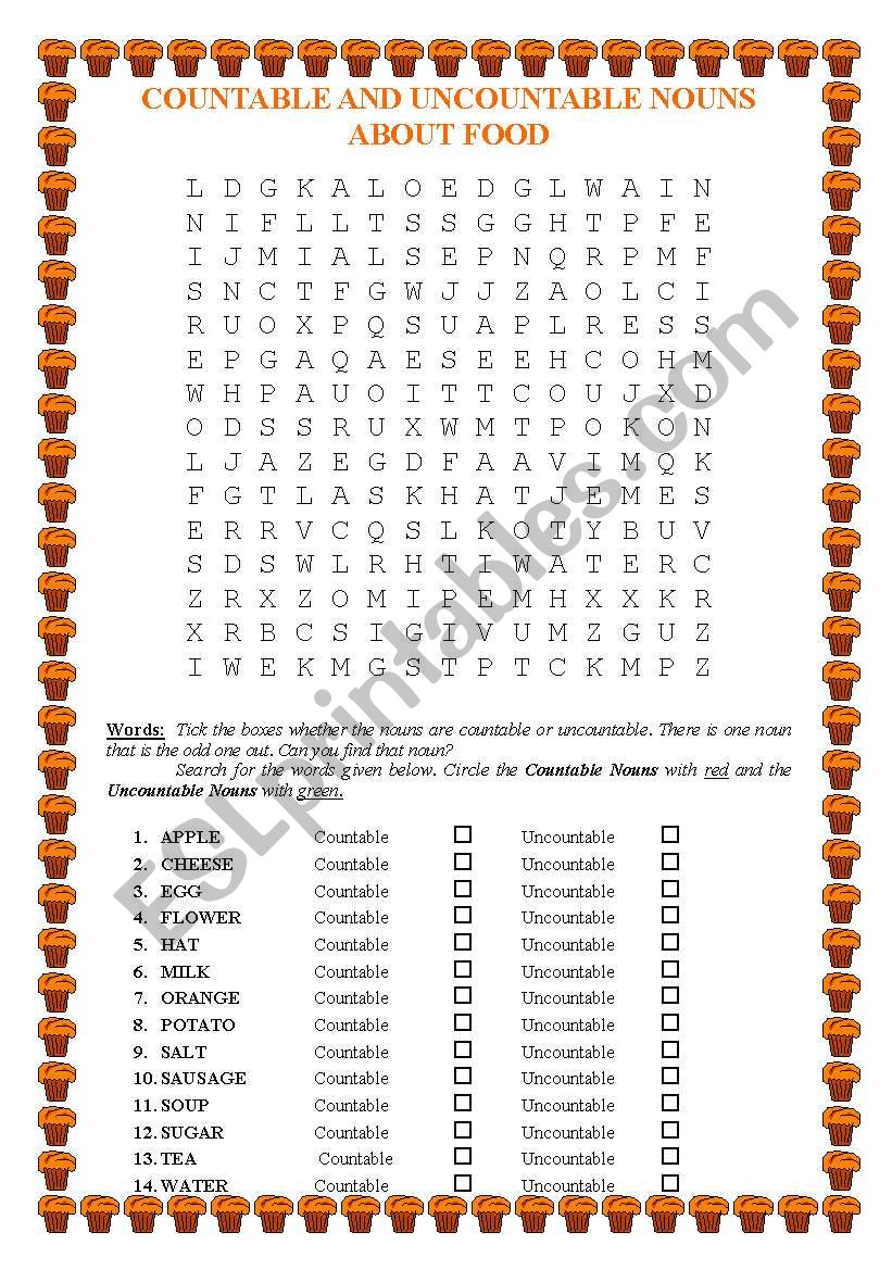 COUNTABLE AND UNCOUNTABLE NOUNS