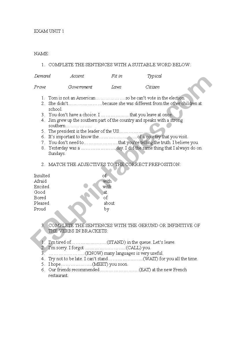 infinitive or gerund, adjetives + prepositions