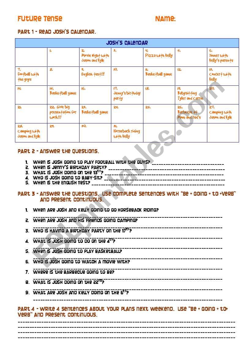 Future Tense worksheet