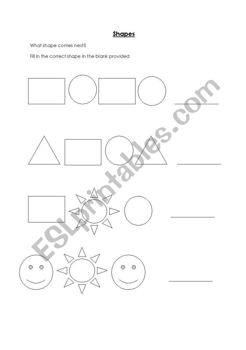 Shapes worksheet