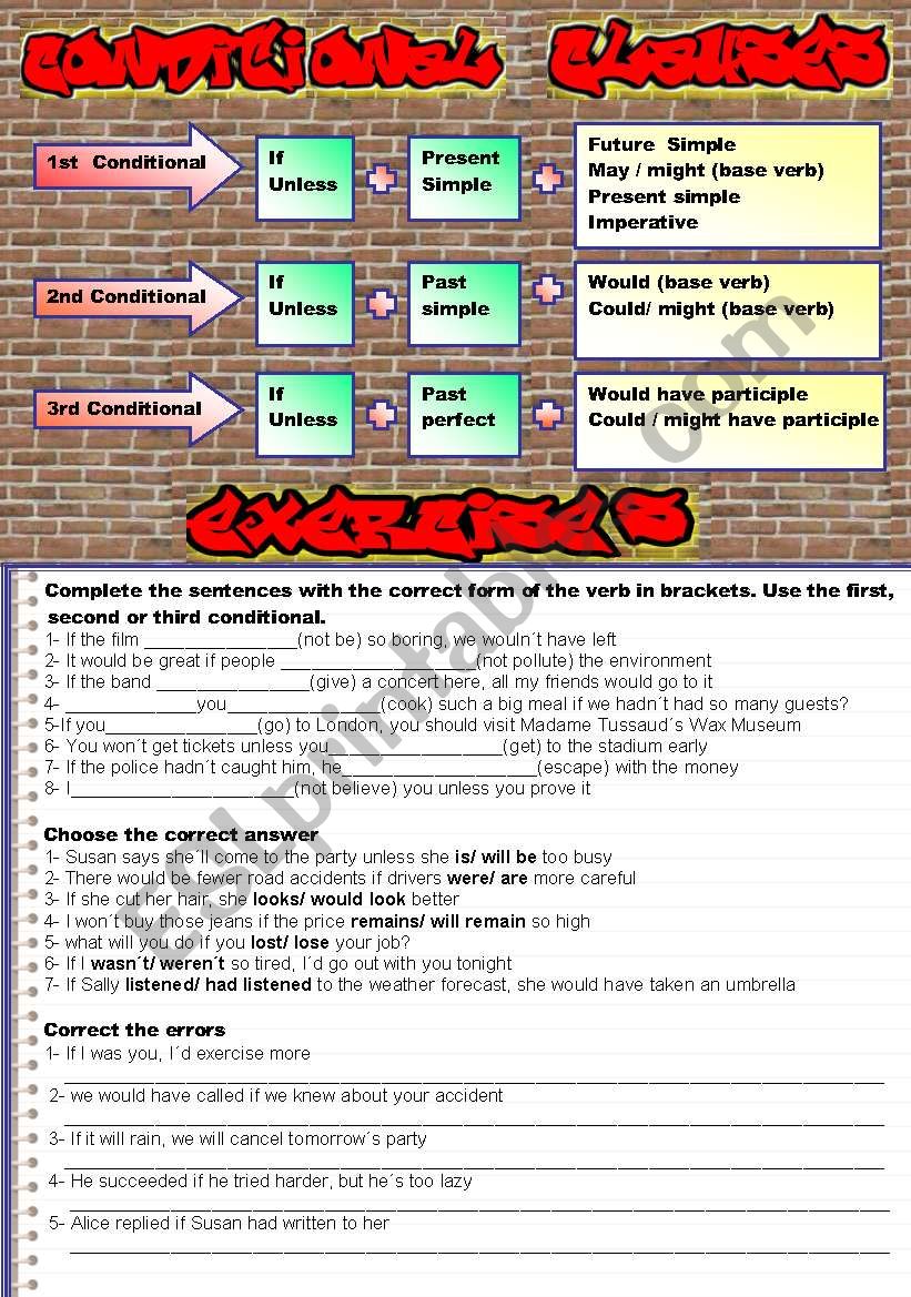 Conditional clauses worksheet