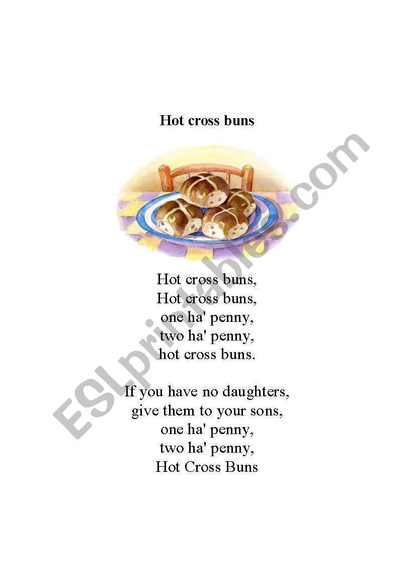 Hot cross buns - Easter Song worksheet