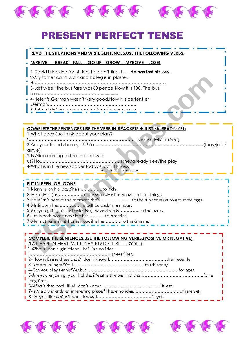 PRESENT PERFECT  worksheet