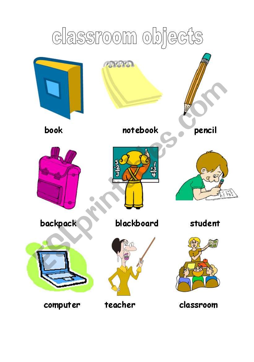 classroom objects2 worksheet