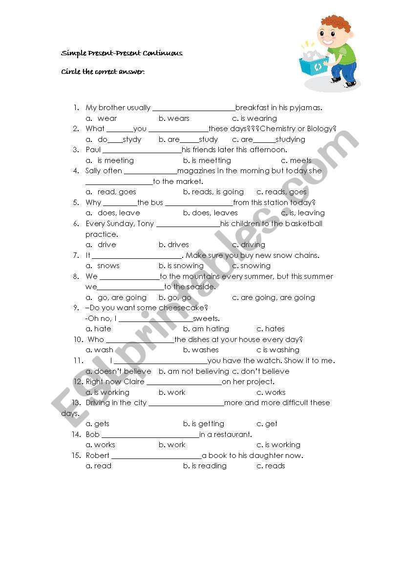 Tenses Multiple Choice worksheet