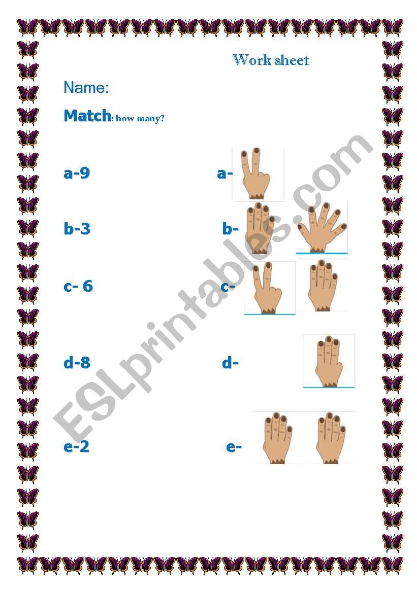 numbers finger worksheet