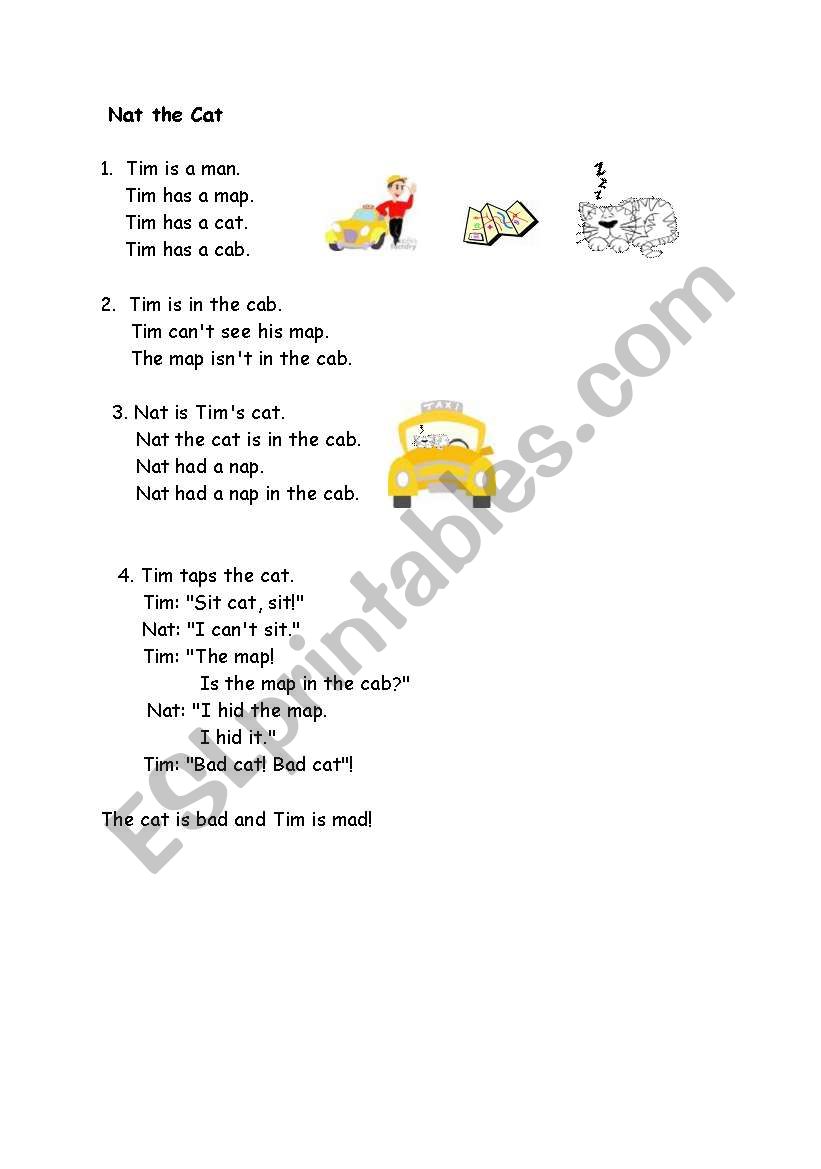 Nat the Cat (2 pages) worksheet
