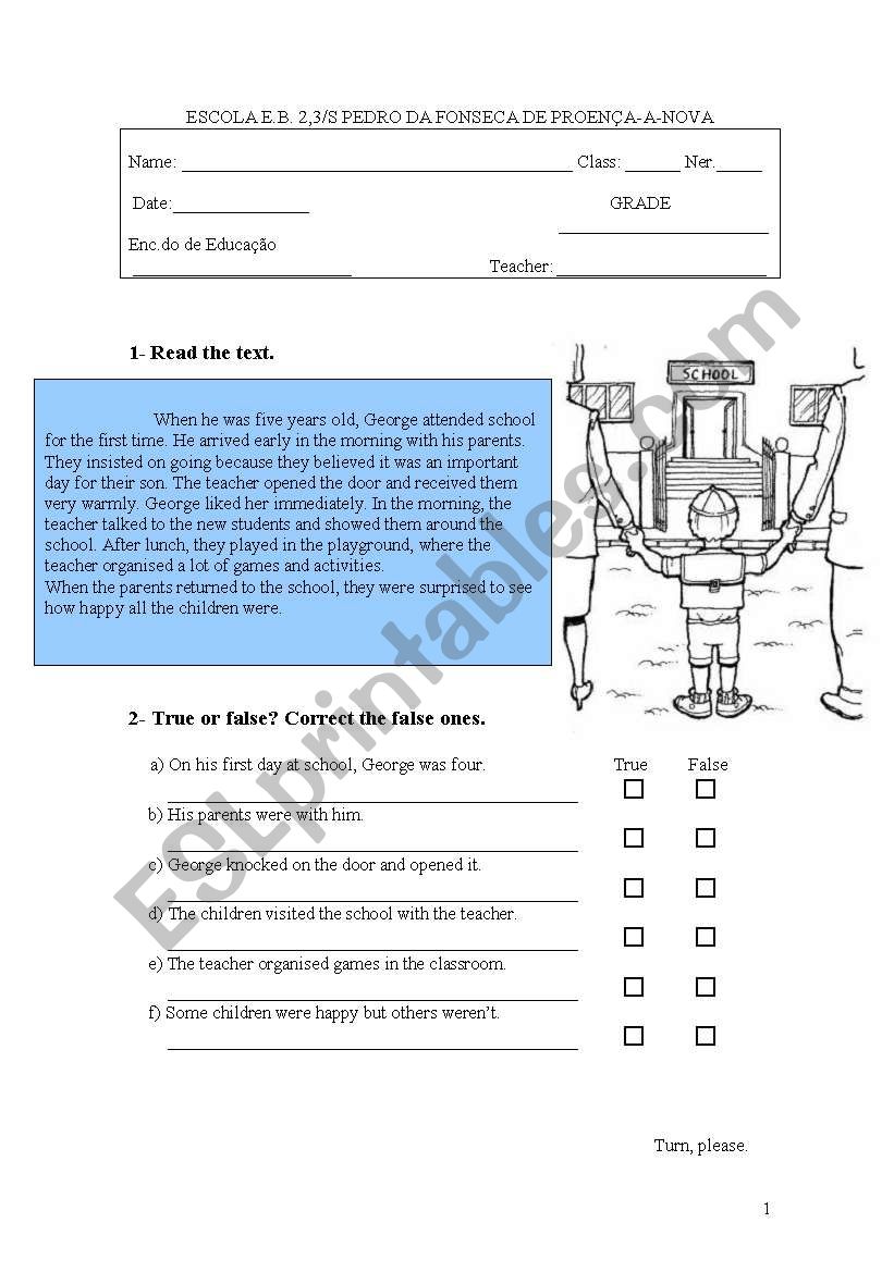 Written test worksheet