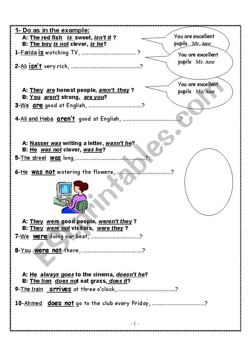 question tags worksheet