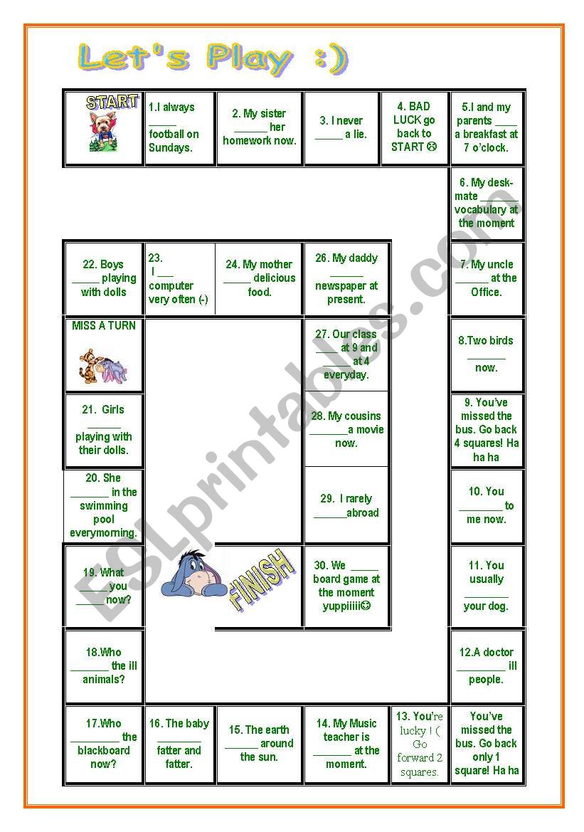 YUPPiiii BOARD GAME :) PRACTISING SIMPLE PRESENT TENSE AND PRESENT CONTINUOUS TENSE :) HAVING FUN AND EXERCISING SIMPLE PRESENT TENSE AND PRESENT CONTINUOUS TENSE  :)