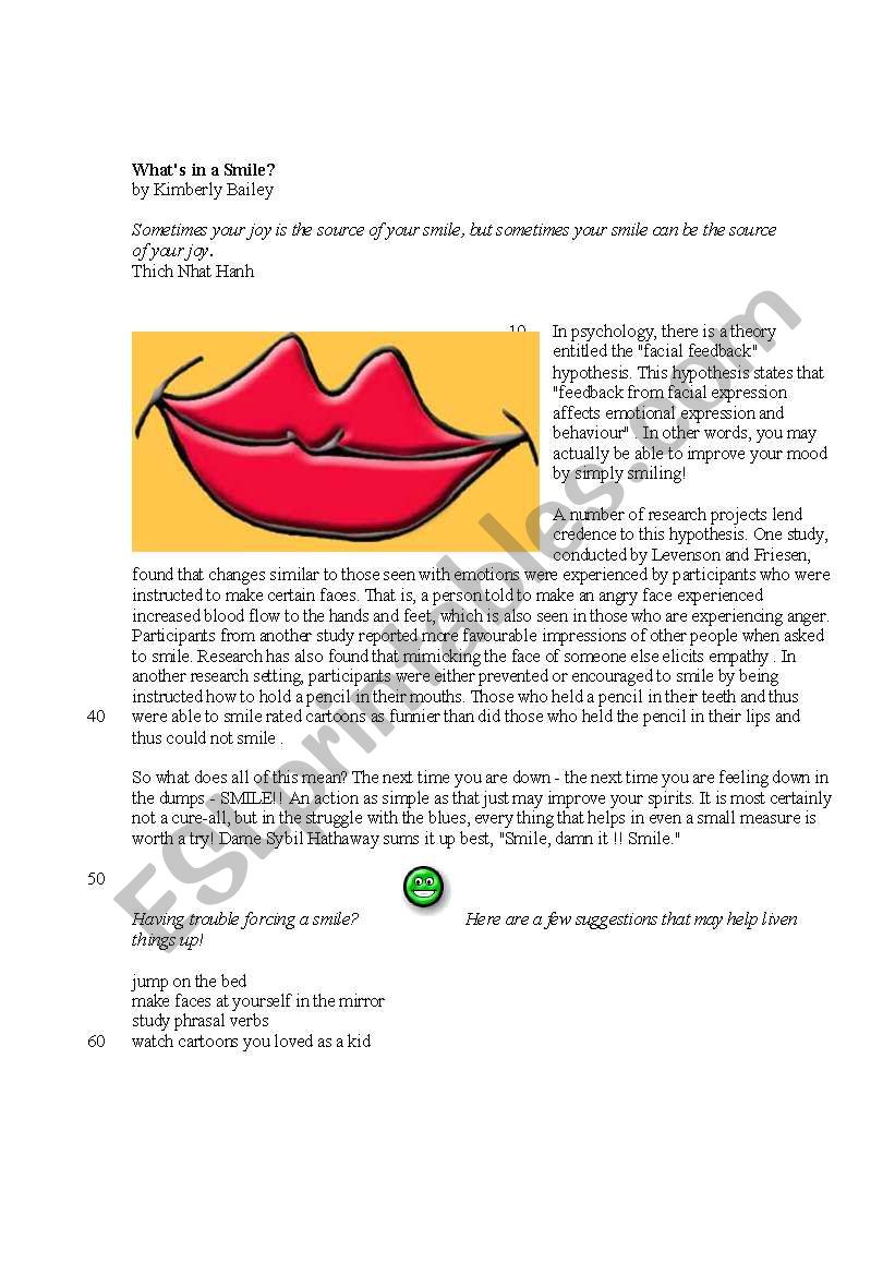 Smile! worksheet