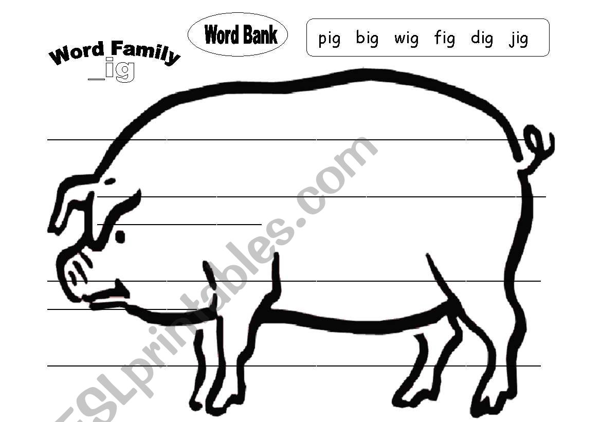 -ig Word Family worksheet