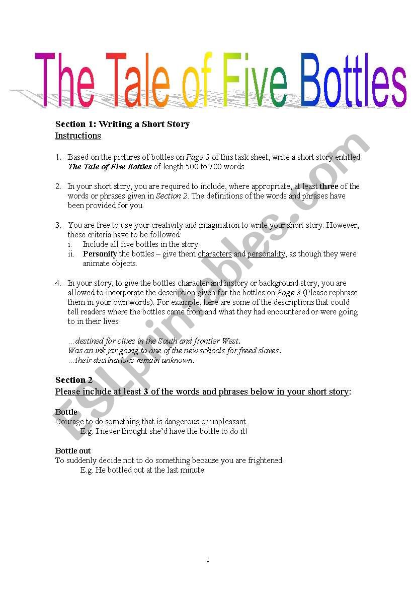 Short Story Creative Writing: The Tale of Five Bottles