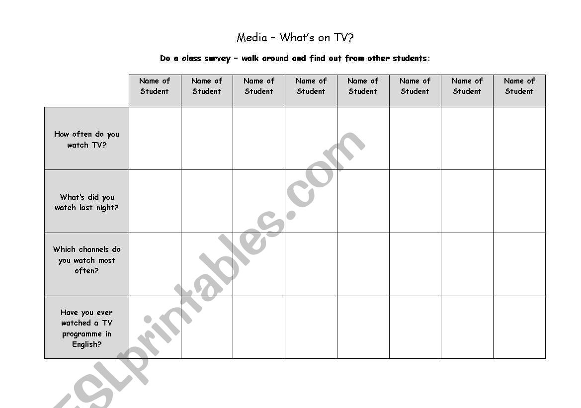 TV worksheet