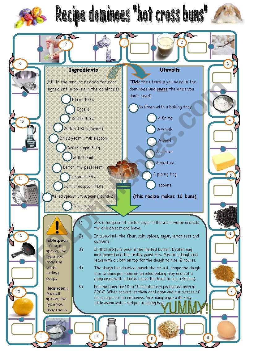 hot cross buns dominoes worksheet