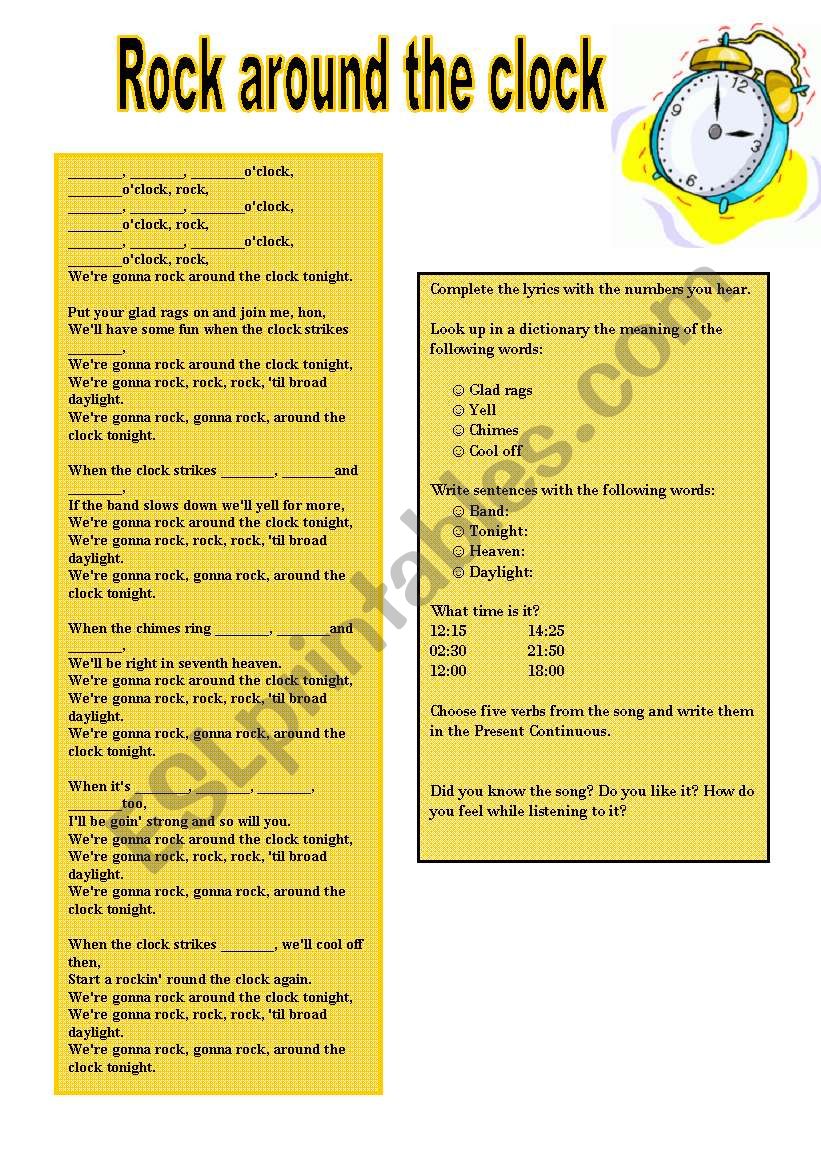 ROCK AROUND THE CLOCK worksheet