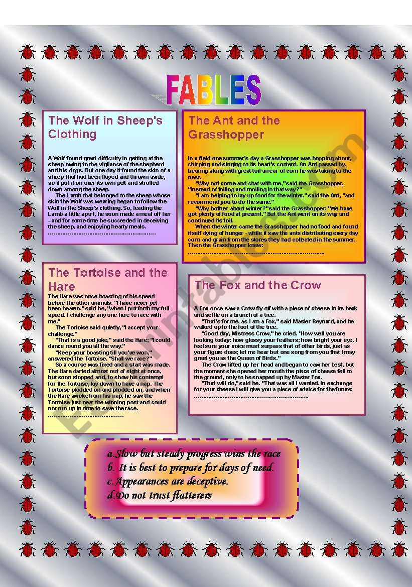 FABLES worksheet