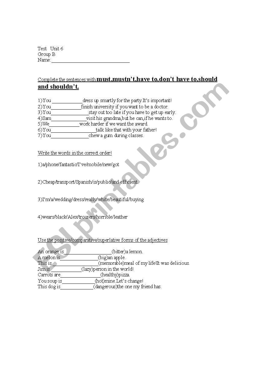 Modal verbs and comparatives worksheet