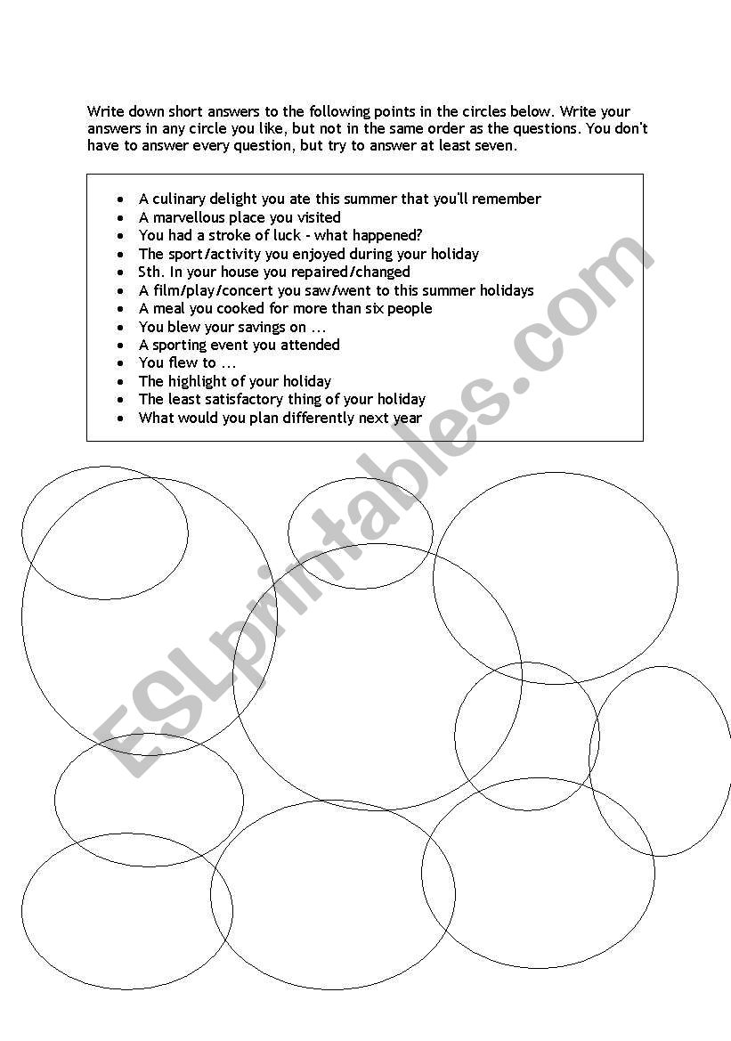 Holiday circles worksheet