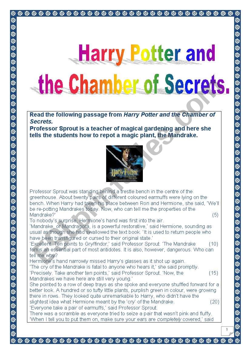 Harry Potter series: Guided READING & WRITING project (over 30 tasks & 5 pages) (printer friendly version) : harry Potter and the Chamber of Secrets 